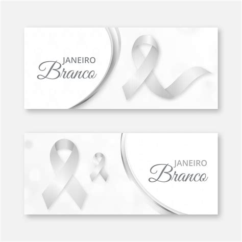 Premium Vector Realistic Janeiro Branco Horizontal Banners Set