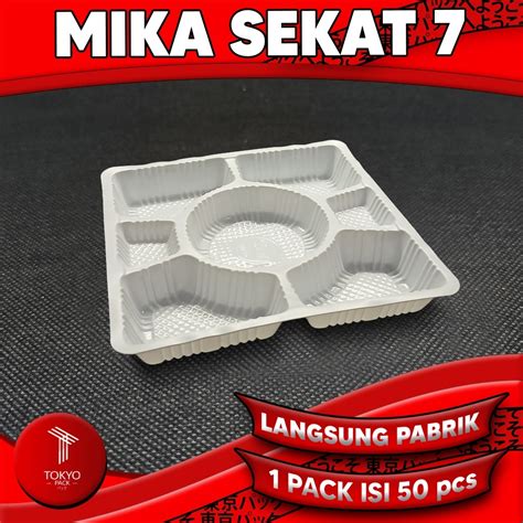 Jual Mika Sekat 7 Alas Dalaman Dus Nasi Box Uk 20x20 Putih Susu Isi