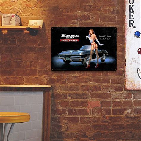 Vintage Car Sexy Lady Retro Metal Plate Tin Sign Plaque Poster Decor F