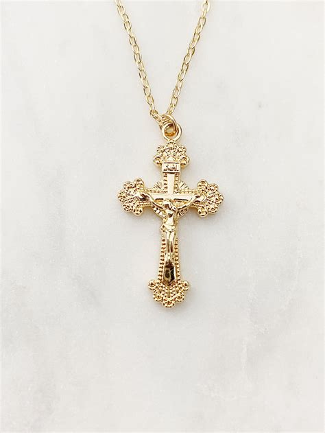 Gold Cross Necklace Gold Filled Cross Necklace Cross Etsy