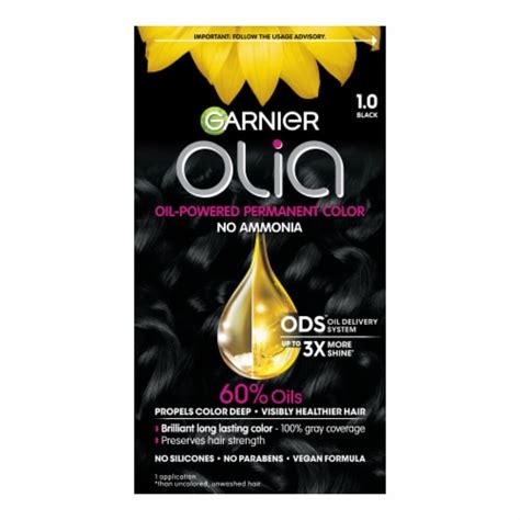 Garnier Olia Oil Powered Permanent Hair Color 1.0 Black, 1.0 ct - Fry’s ...