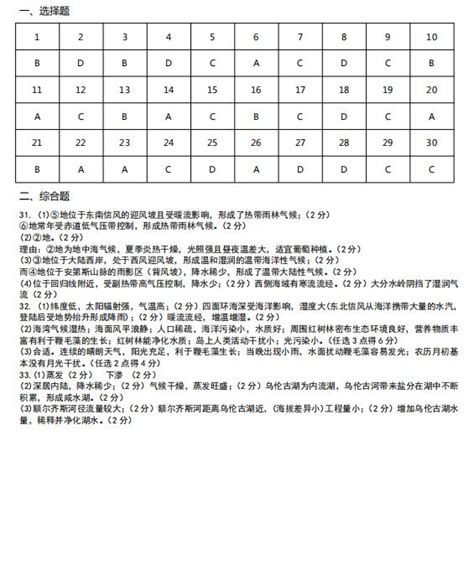 2021届黑龙江省哈尔滨市第六中学校高三上学期地理开学考试试题答案（下载版）高考网