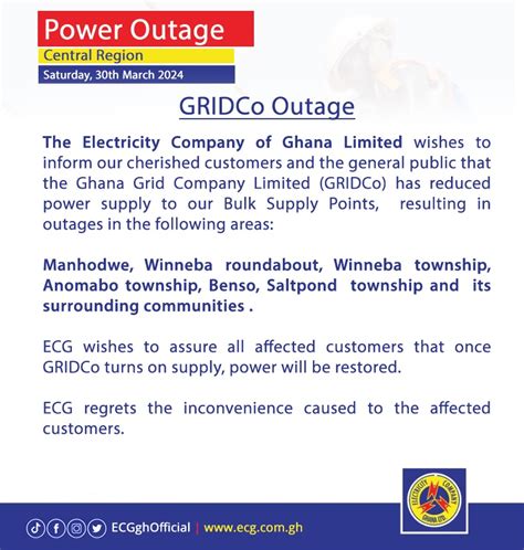 Electricity Company Of Ghana Ltd Power Outage At Central Region On