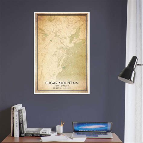 Vintage Sugar Mountain North Carolina Map Poster, Sugar Mountain NC