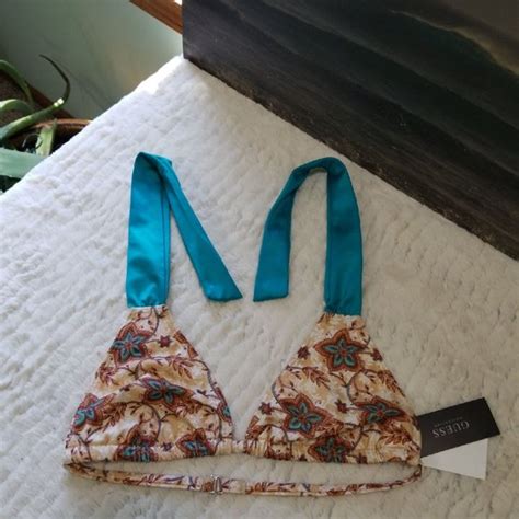 Guess Swim Nwt Guess Boho Bohemian Brown Teal Bikini Tie Top Bottom Set Swimwear Medium