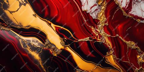 Premium Photo | Vibrant red and gold marble texture wallpaper