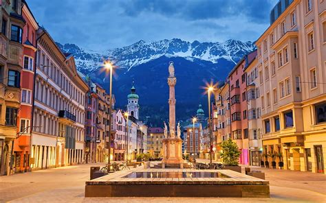 Innsbruck Nighscapes Austrian Cities Mountains Skyline Cityscapes