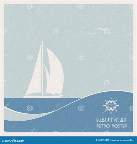 Nautical Retro Poster Stock Vector Illustration Of Marine 108053883