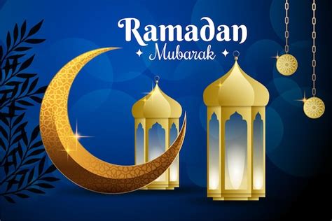 Saudação de ramzan mubarak lanterna de design islâmico e vetor de