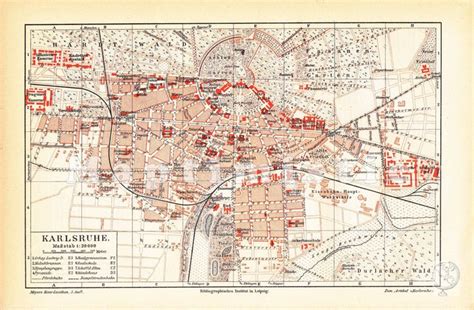 City Map Of Karlsruhe Baden W Rttemberg Germany At The Etsy