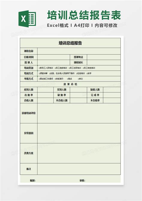 员工培训计划总结报告excel模板下载报告图客巴巴