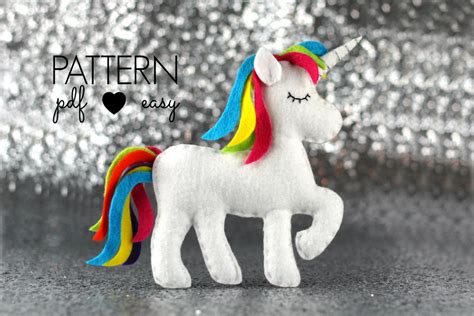 Unicorn Sewing Pattern Felt Unicorn Plush Unicorn Toy Felt