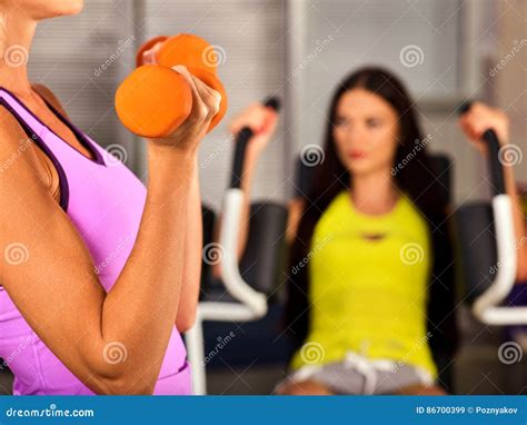 Friends Gym Workout In Fitness Center Woman Working Stock Image Image Of Stamina Biceps