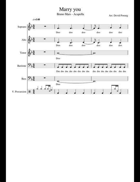 Marry You Acapella Sheet Music For Piano Percussion Download Free In