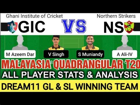 GIC VS NS DREAM11 TEAM MALAYASIA T20 FULL STATS ANALYSIS