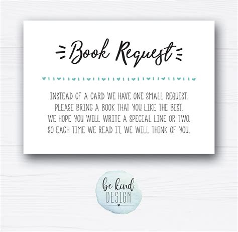 Book Request Card Baby Shower Book Instead Of Card Insert Etsy