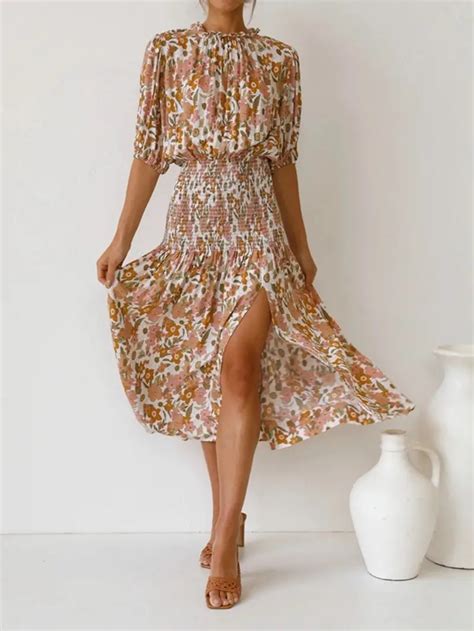 Womens Dresses Floral Print Split Maxi Dresses Temu