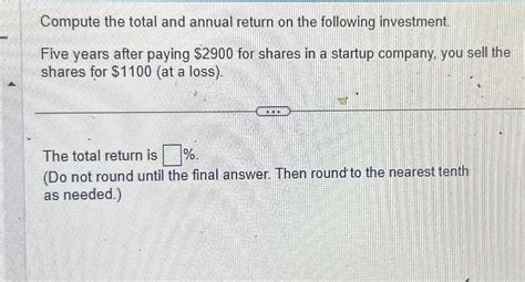 Answered Compute The Total And Annual Return On Bartleby