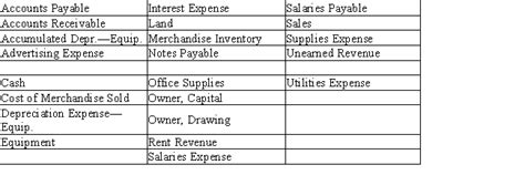 Using The List Of Accounts Below Construct A Chart Of Accounts For A