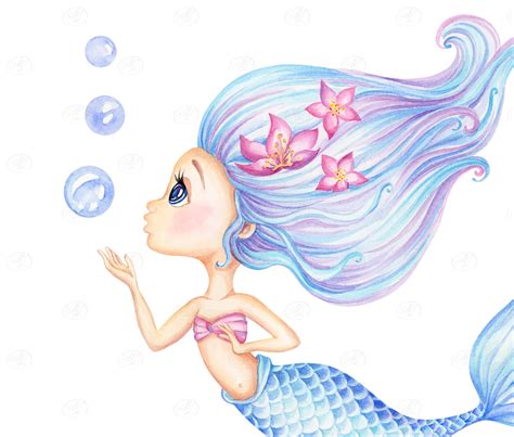 Mermaid Clipart Mermaid PNG Little Mermaid watercolor | Etsy