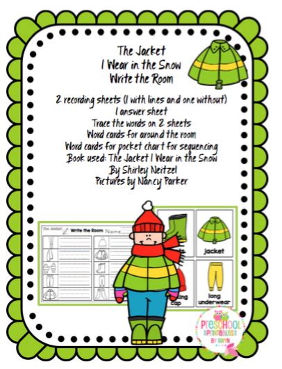 The Jacket I Wear In The Snow Write The Room Preschool Printables