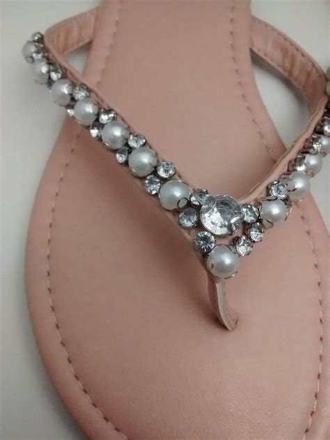 Nude Blush Pink Primark Pearl And Diamante Slippers Pearls Pink