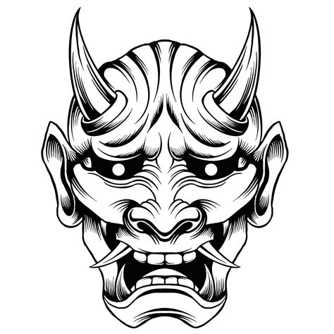 Ilustraci N De M Scara Oni En Blanco Y Negro Vector En Vecteezy