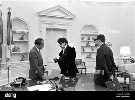 President Richard Nixon Meeting Elvis Presley In The White House Oval