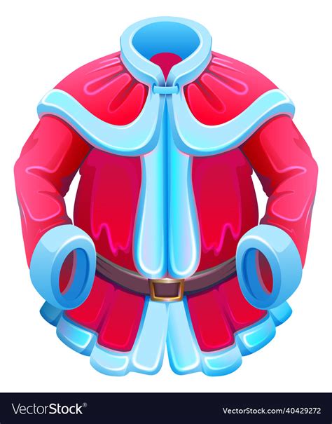 Red santa claus fur coat with blue collar Vector Image