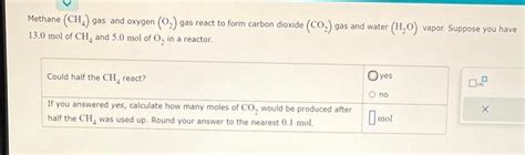 Solved Methane CH4 Gas And Oxygen O2 Gas React To Form Chegg