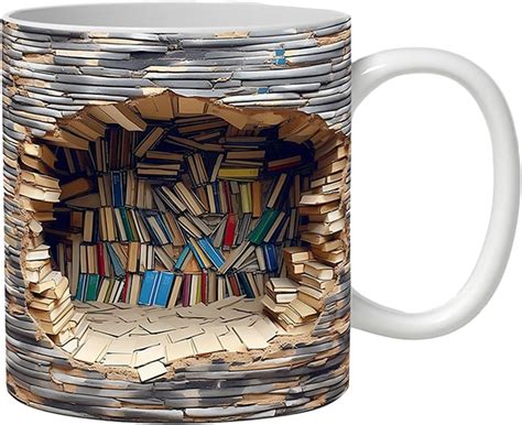 D Bookshelf Mug Creative Design Ceramic Coffee Mug Library