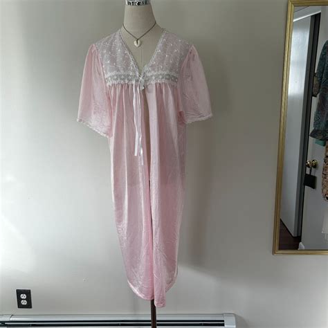 Vintage S Soft Pink Lace Peignoir Bed Jacket Robe Nightgown Lingerie Etsy
