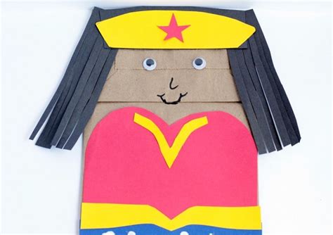 Wonder Woman Paper Bag Puppet Craft for Kids