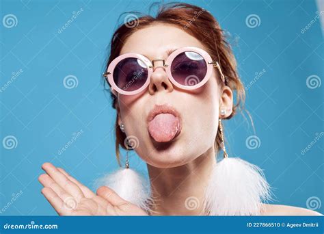 Joyful Woman Naked Shoulders Emotions Studio Fashion Posing Stock Photo Image Of Beauty Neck