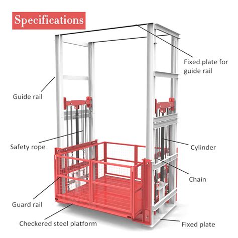 Tuhe Good Quality Vertical Hydraulic Guide Rail Freight Elevator Lift