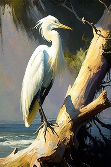 Coastal Egret On The Tree Art Print Vivienne Dupont Art In