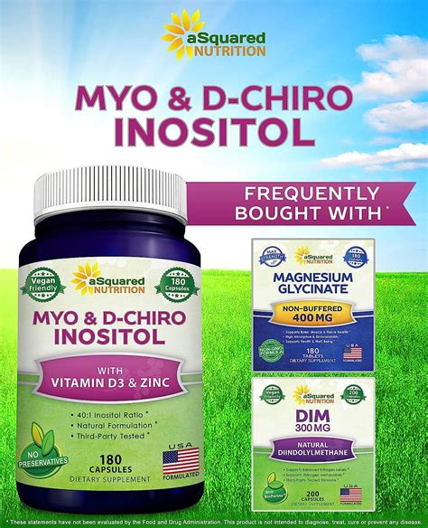 180 Capsules Myo Inositol D Chiro Inositol Supplement With Vitamin D3