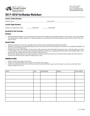 Fillable Online Drexel Verification Worksheet Drexel