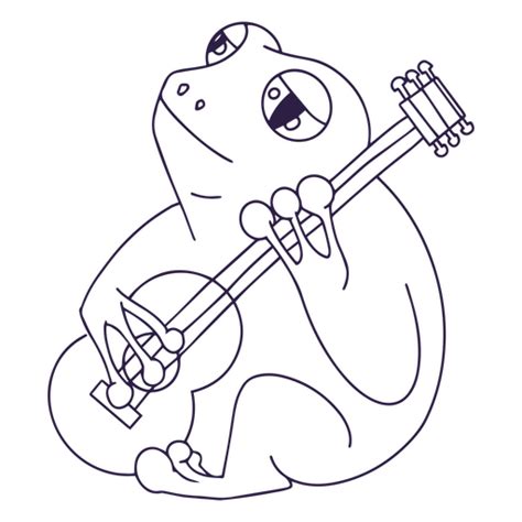 Diseño PNG Y SVG De Rana Con Trazo Lleno De Guitarra Para Camisetas