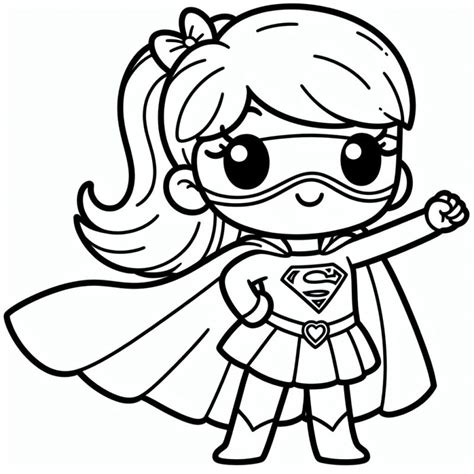 Desenho De Menina Super Hero Na Para Colorir