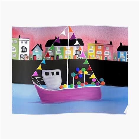 Boat In The Harbour Poster For Sale By Francesart Redbubble