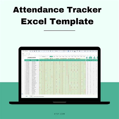 Attendance Tracker Excel Template Etsy