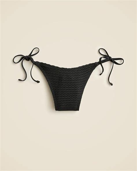 J Crew Crochet String Bikini Bottom In Black Lyst