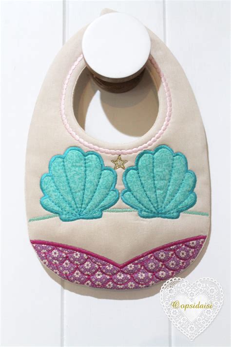 Ith In The Hoop Quilted Baby Bib Mermaid Machine Embroidery Etsy