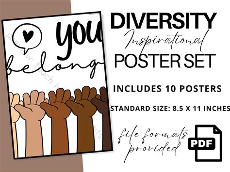 10 DIVERSITY Posters Poster Set Create an Inclusive, Welcoming and Kind ...