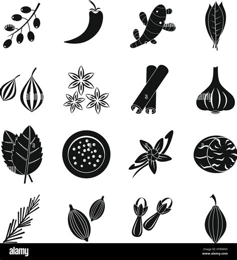 Spice Icons Set Simple Style Stock Vector Art And Illustration Vector