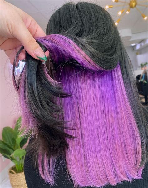 Ideas For Black Hair With Purple Underneath Hairstylecamp