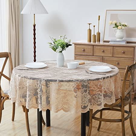 Amazon AdonisUSA Tablecloth White Lace 70 Inch Round With Floral