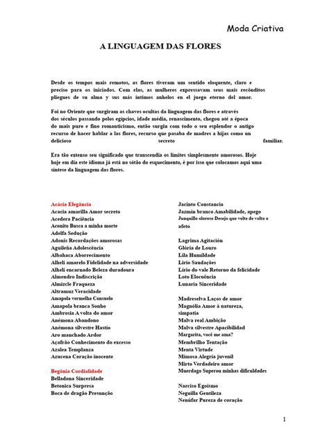Linguagem Das Flores Pdf - A Linguagem das Flores | PDF | Amor
