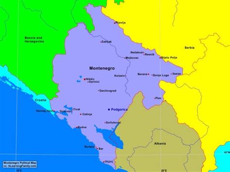 Montenegro Political Map - A Learning Family